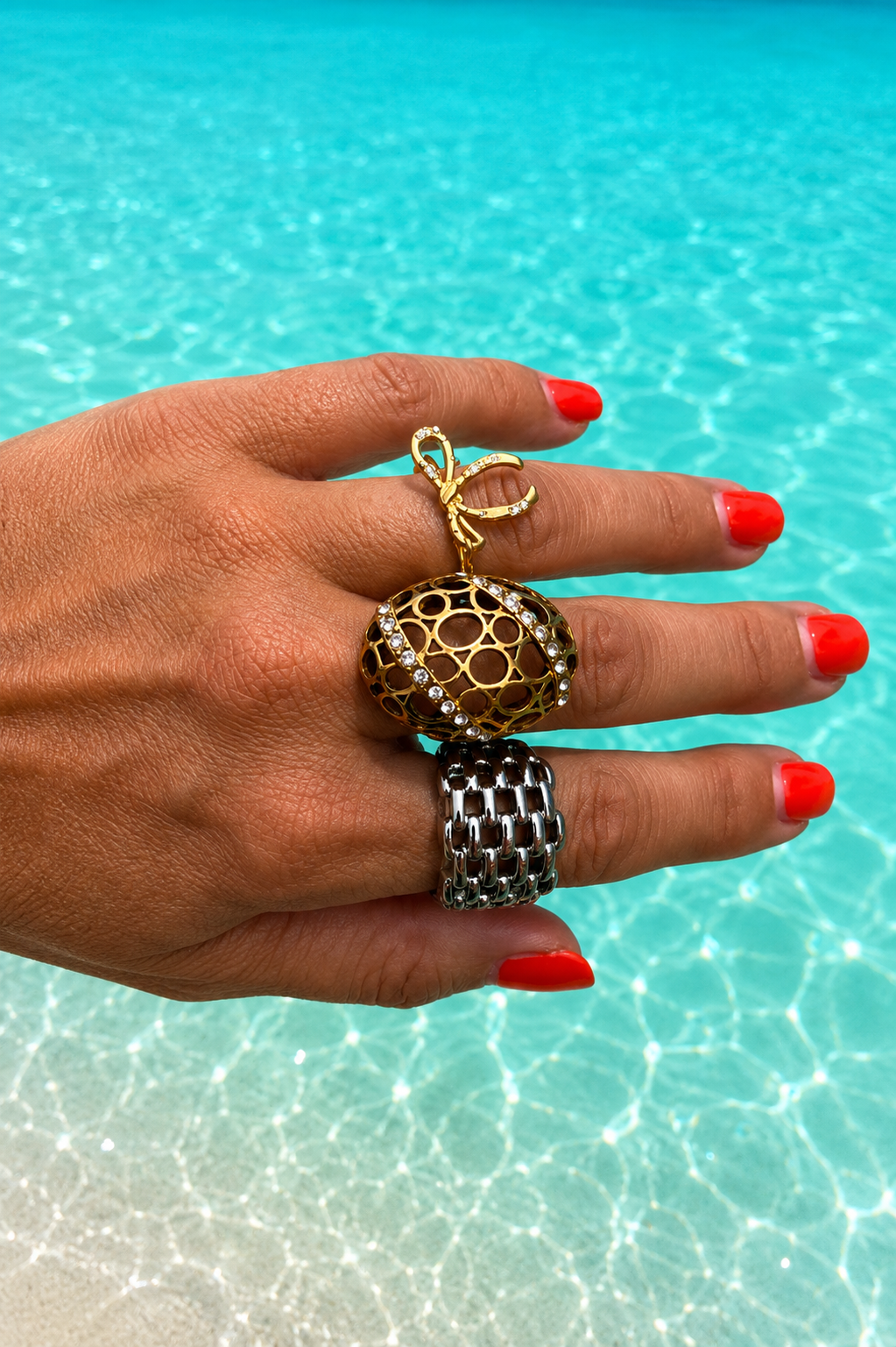 Sunkis Cala Gold Adjustable Stacking Ring Waterproof