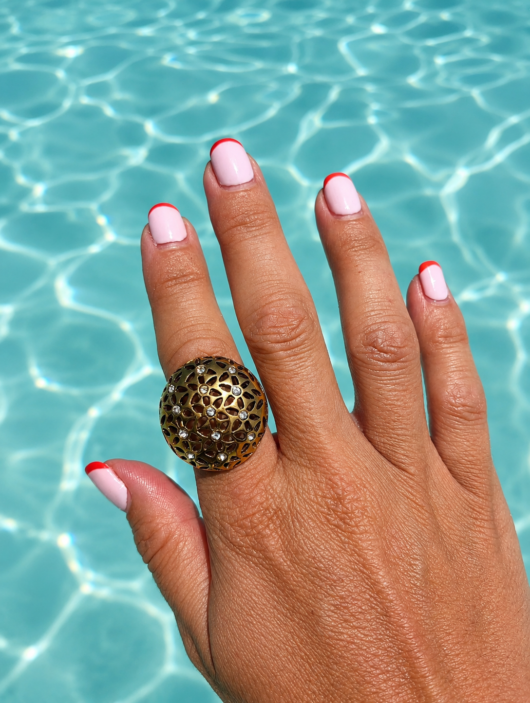 Sunkis Corallina Gold Statement Ring Waterproof