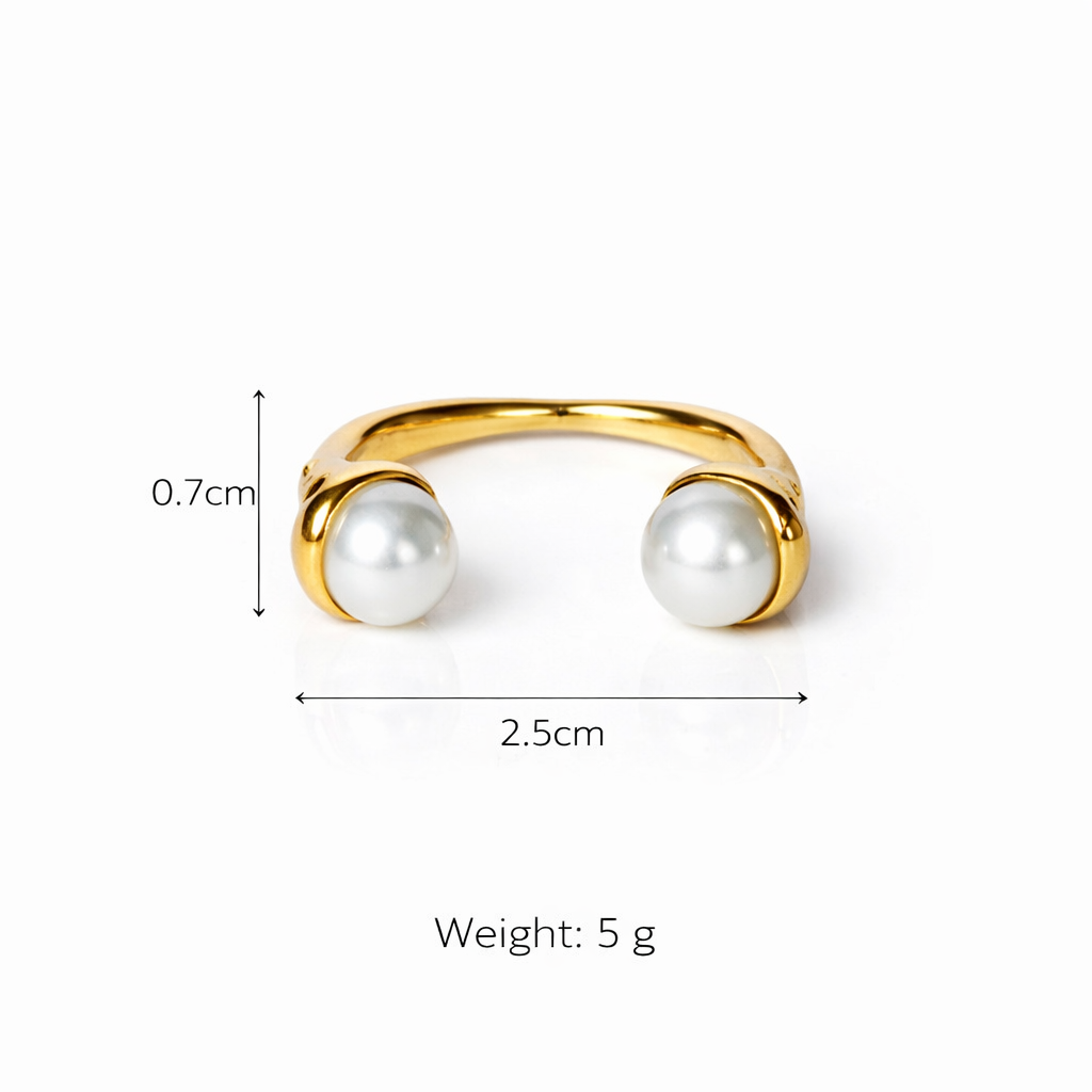 Double Pearl Adjustable Ring