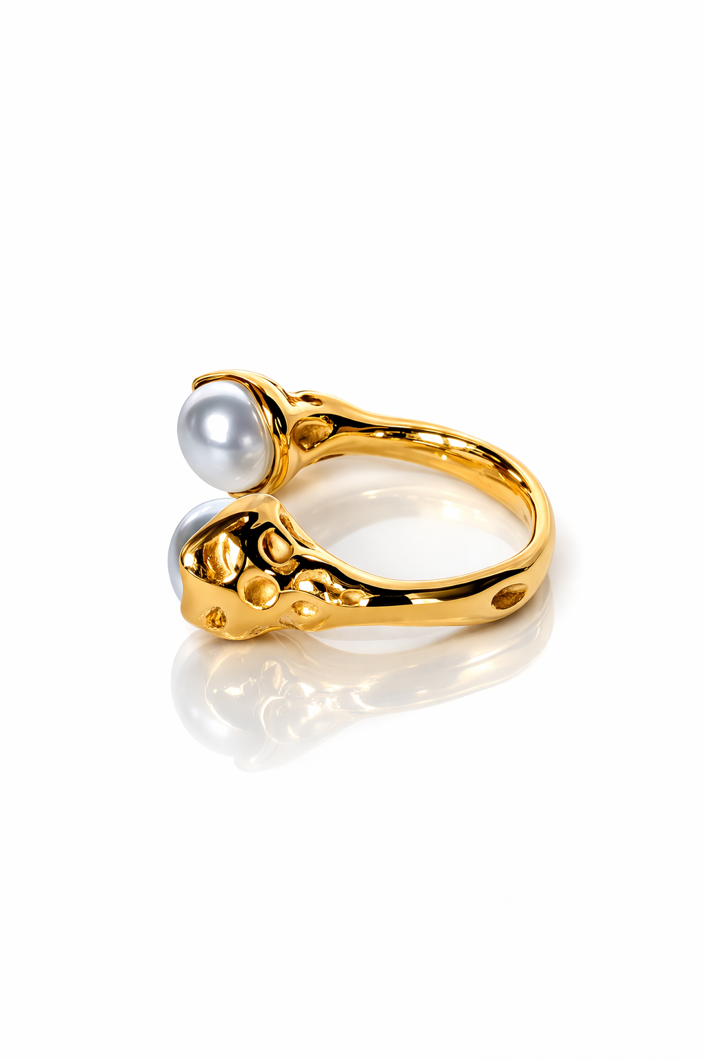Double Pearl Adjustable Ring