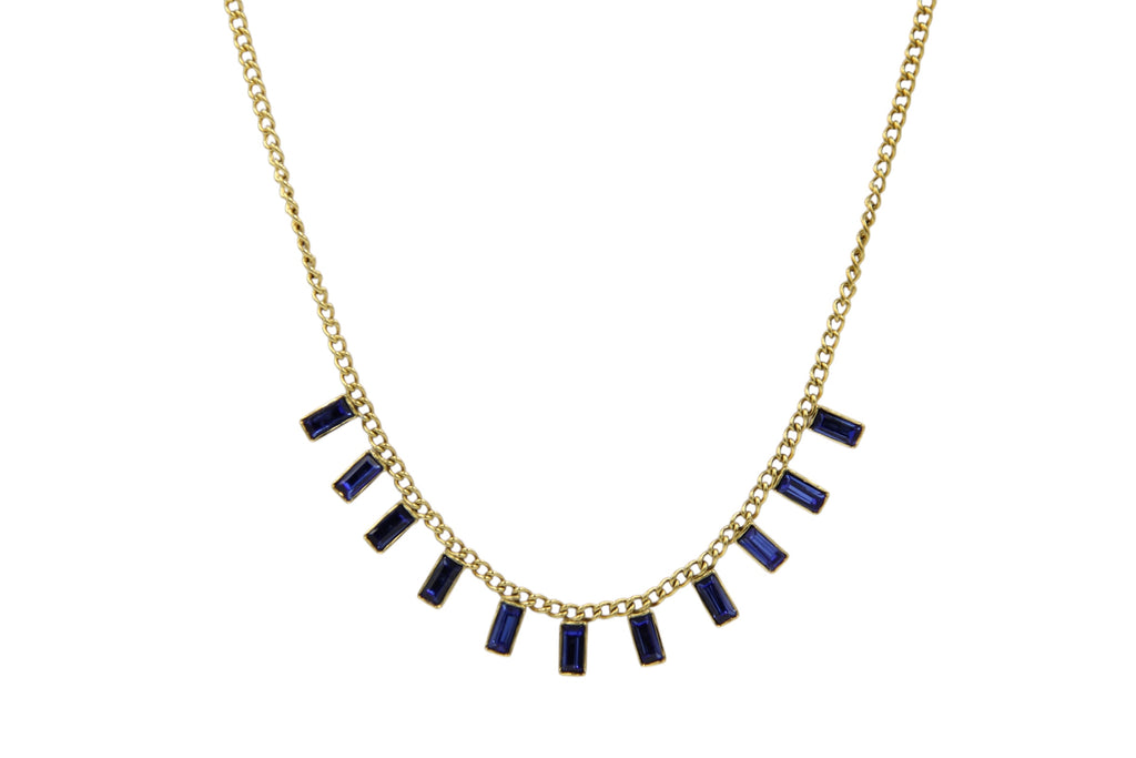 Deep Blue Baguette Necklace