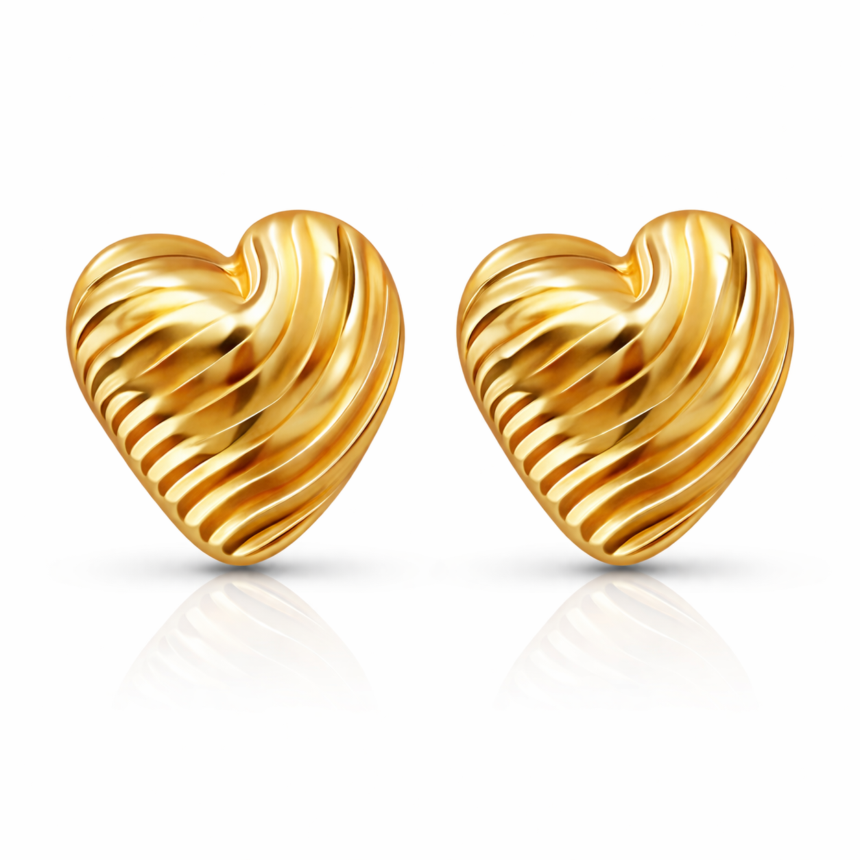 Ribbed Heart Stud Earrings