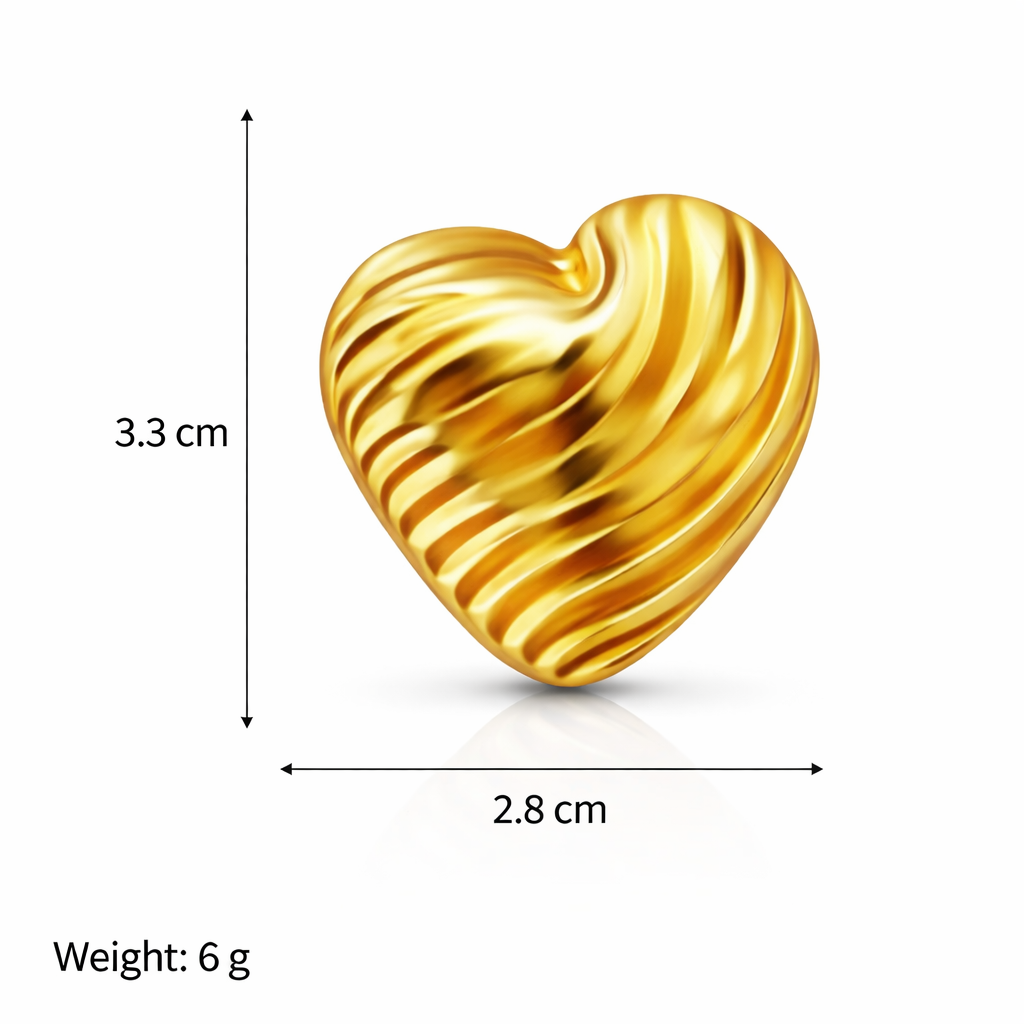 Ribbed Heart Stud Earrings