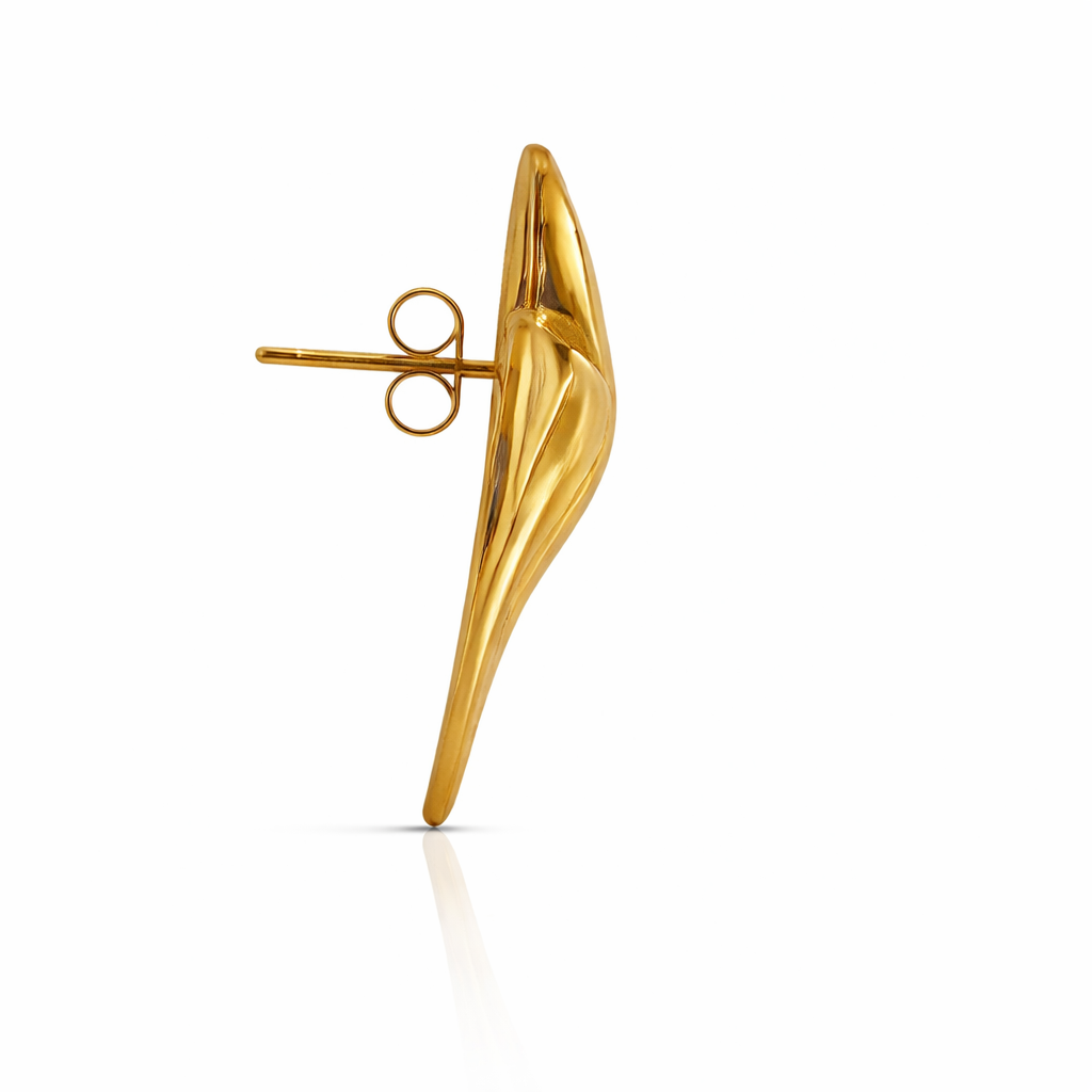 Ribbed Heart Stud Earrings