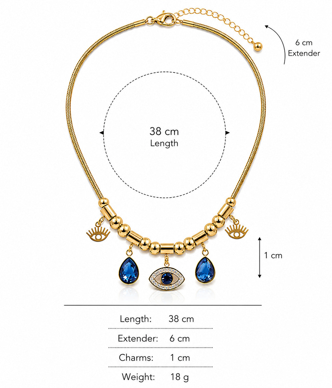 Sunkis Lyra Gold Charm Snake Chain Necklace Waterproof