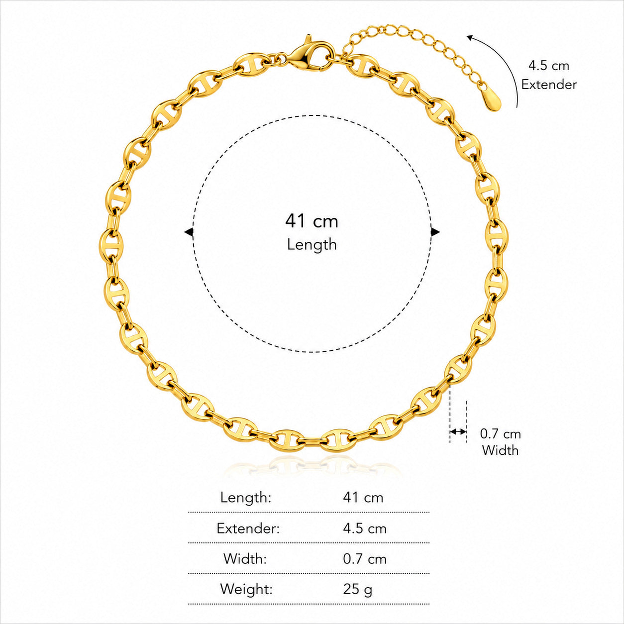 Sunkis Sicilia Gold Link Chain Necklace Waterproof