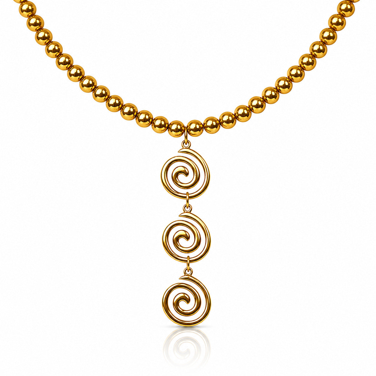 Sunkis St Tropez Gold Beaded Chain Statement Necklace