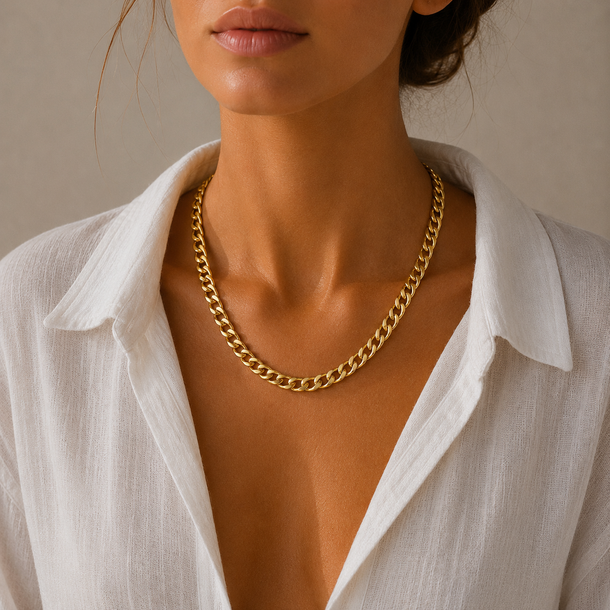 Sunkis Aria Gold Cable Chain Necklace Waterproof
