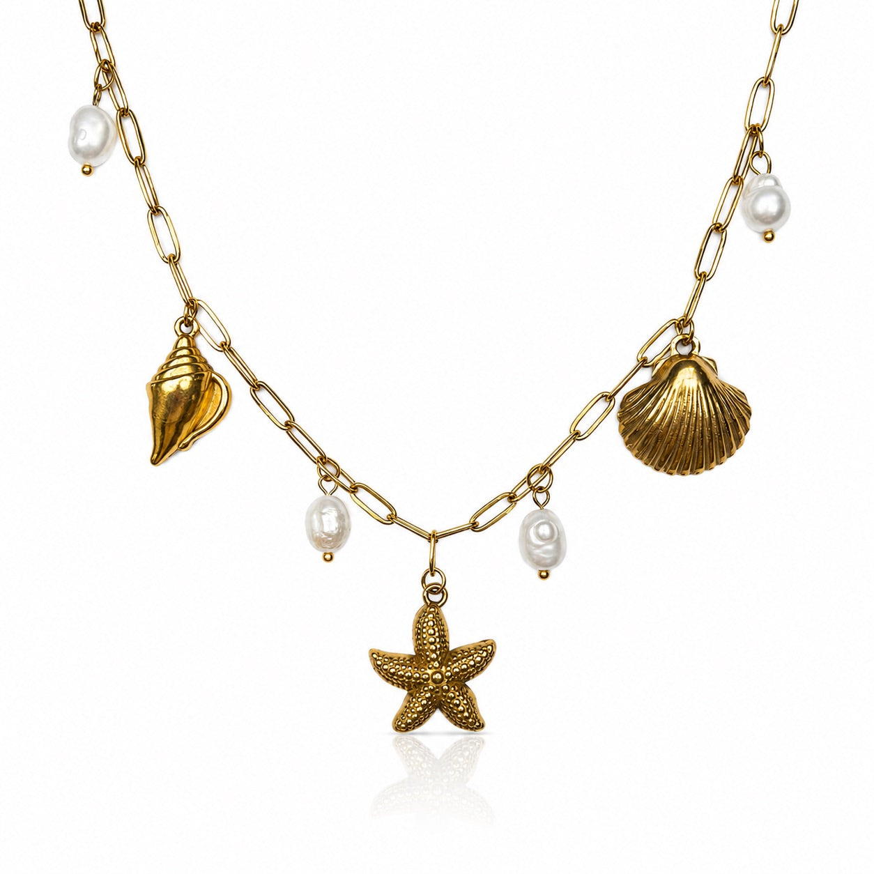 Sunkis Aurelia Gold Charm Link Chain Necklace Waterproof