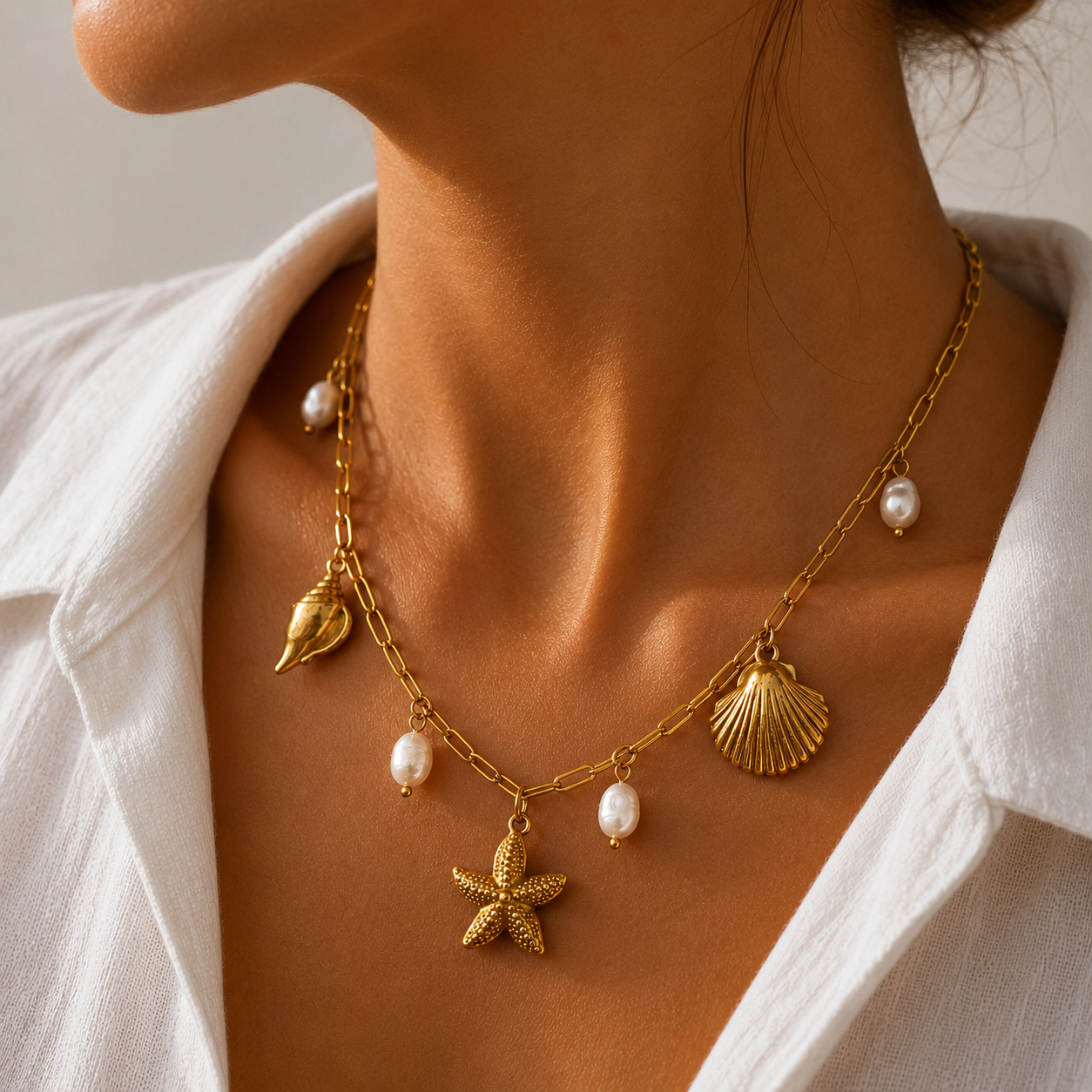 Sunkis Aurelia Gold Charm Link Chain Necklace Waterproof