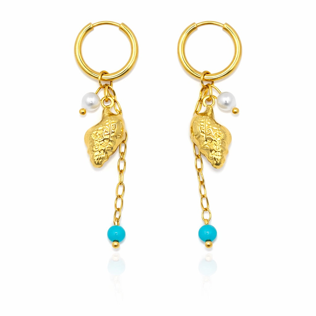 Sunkis Avel Gold Huggie Charm Earrings Hypoallergenic