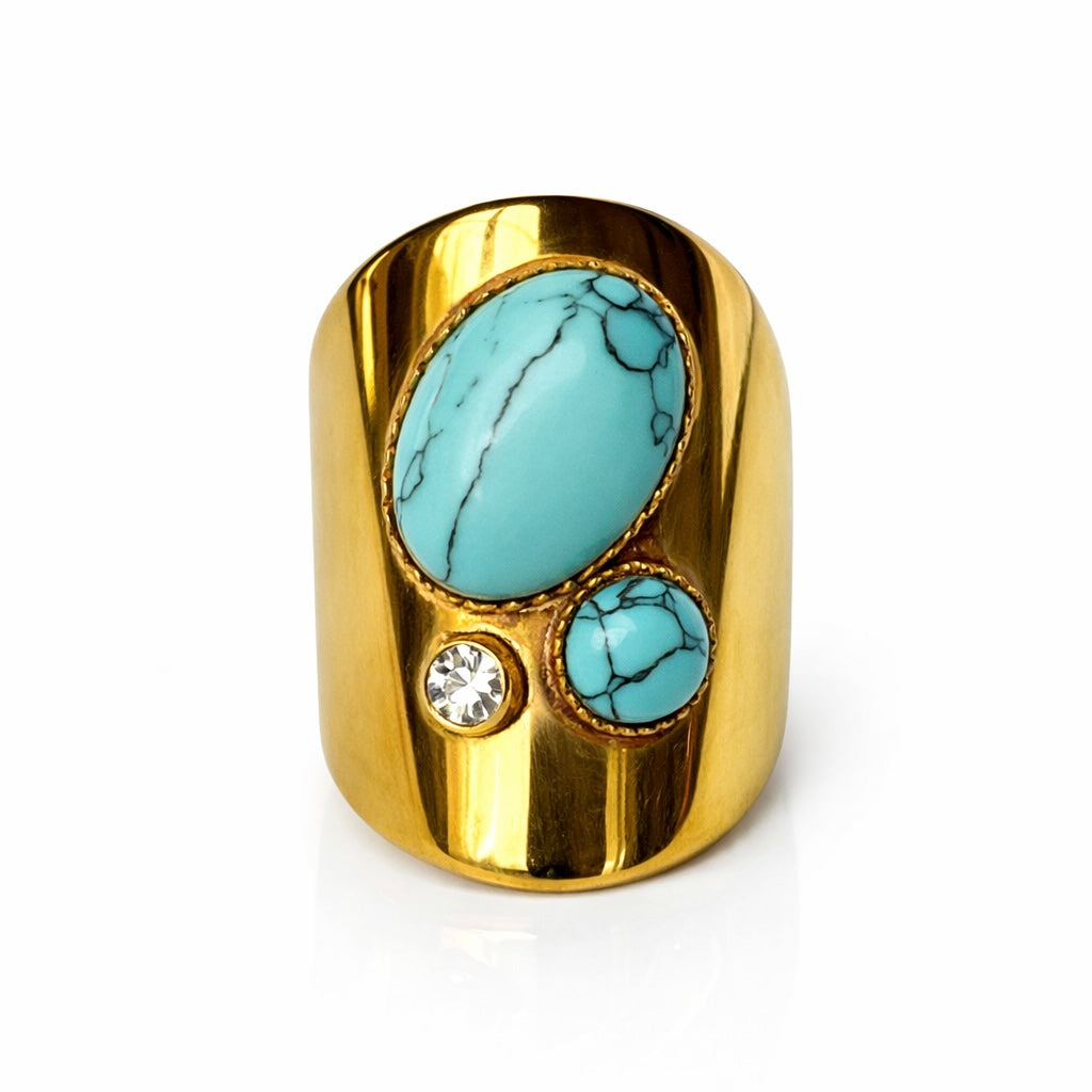 Sunkis Azura Adjustable Gold Statement Ring Waterproof