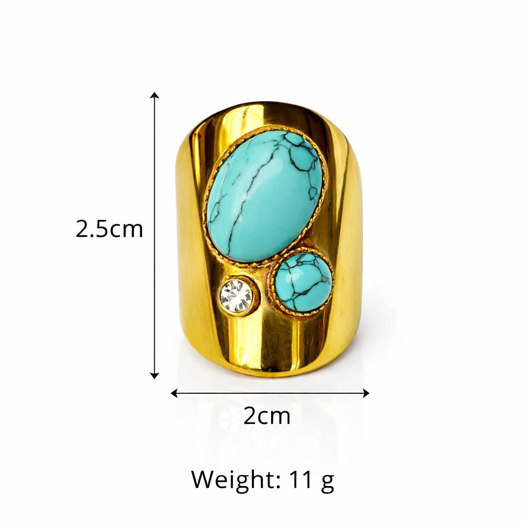 Sunkis Azura Adjustable Gold Statement Ring Waterproof
