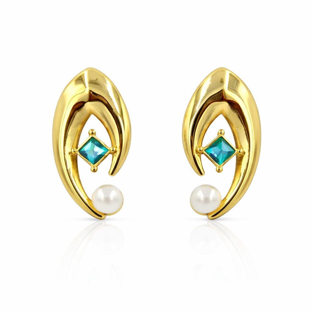 Sunkis Azzurra Pearl Drop Gold Earrings Hypoallergenic