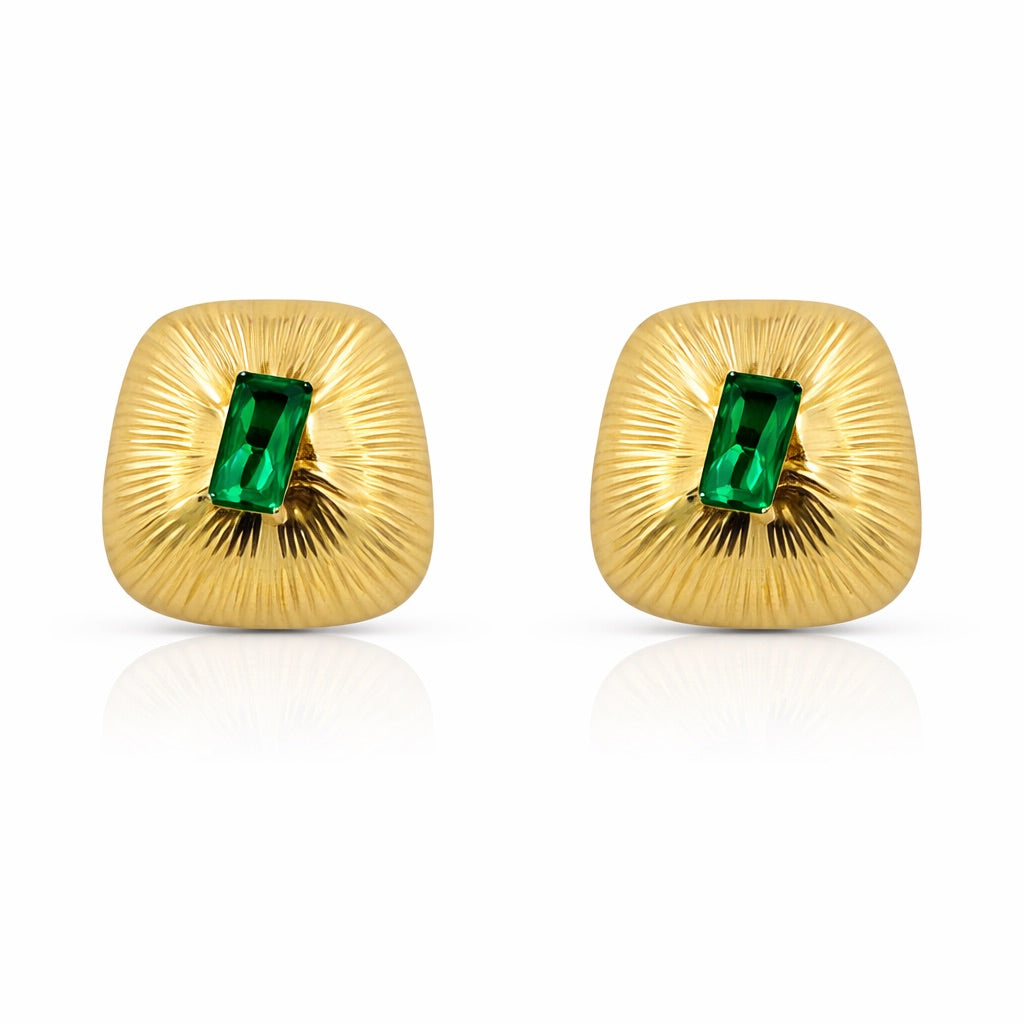 Sunkis Bella Emerald Minimalist Gold Earrings Hypoallergenic