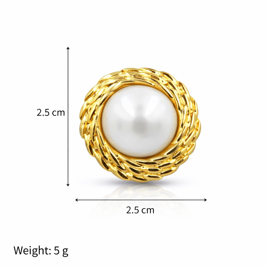 Sunkis Coco Classic Pearl Gold Earrings Hypoallergenic