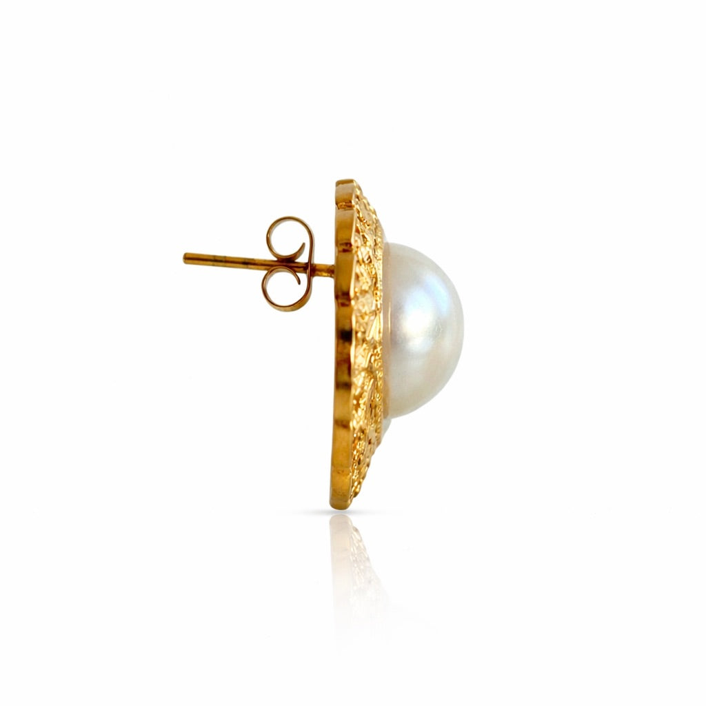 Sunkis Coco Classic Pearl Gold Earrings Hypoallergenic