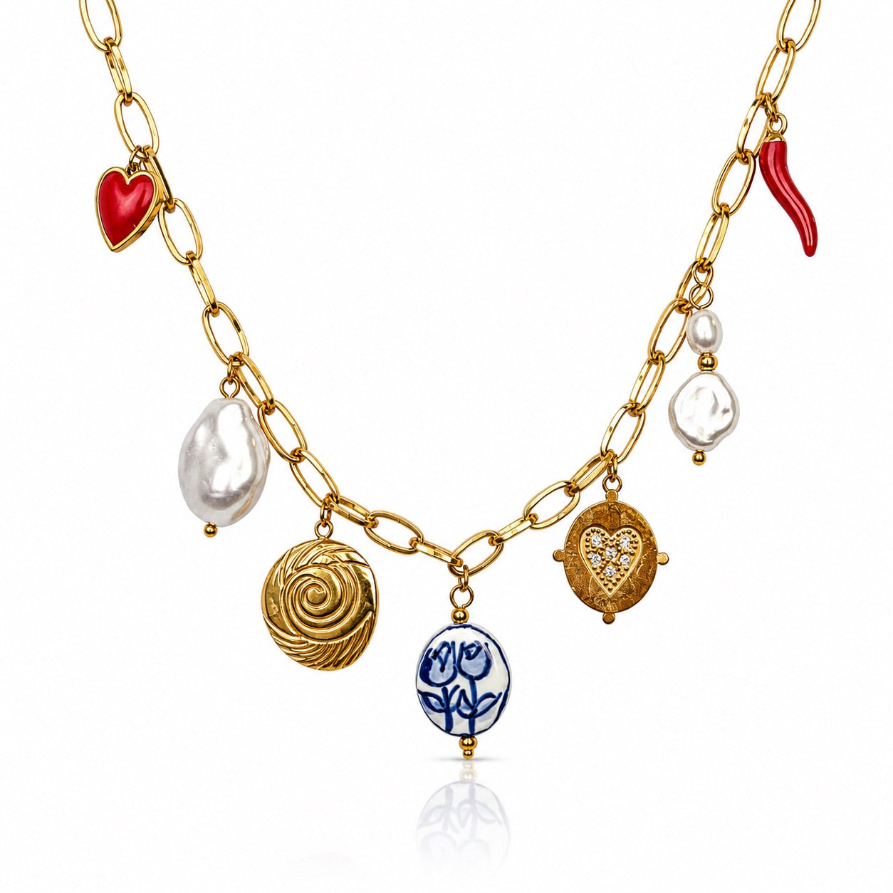 Sunkis Costa Gold Charm Link Chain Necklace Waterproof