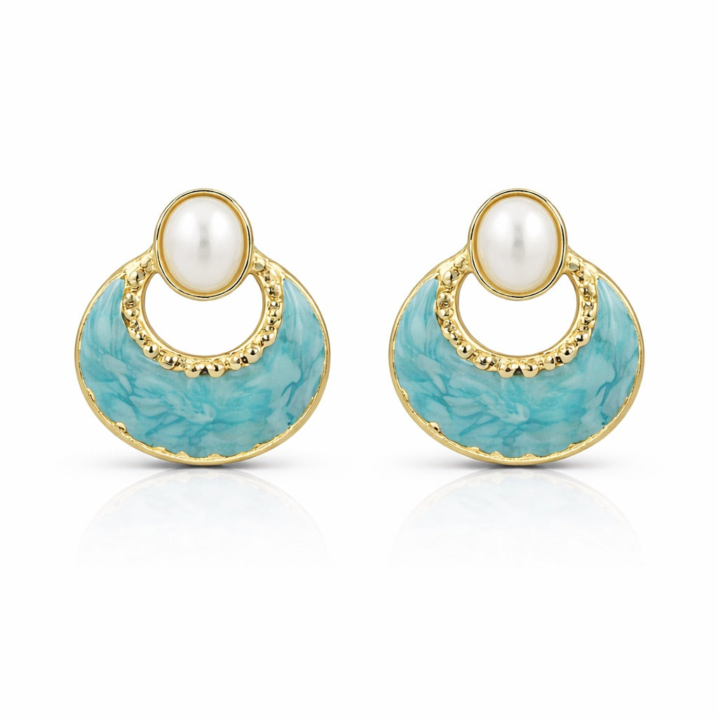 Sunkis Costabella Pearl Drop Stud Earrings Hypoallergenic