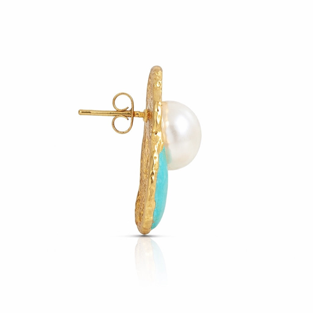 Sunkis Costabella Pearl Drop Stud Earrings Hypoallergenic