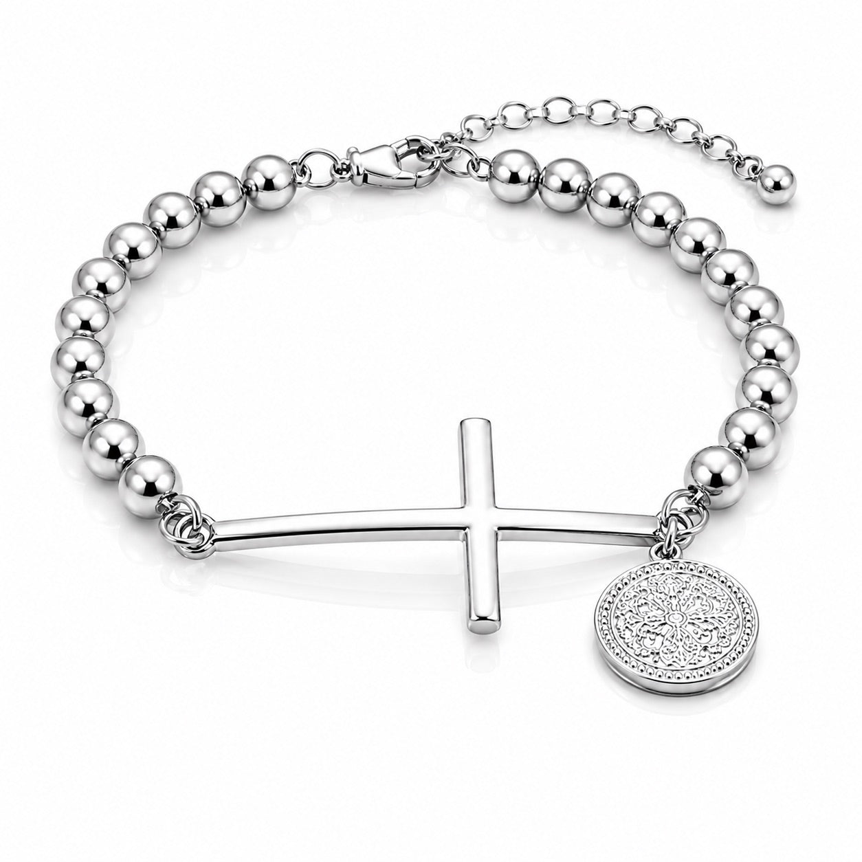 Sunkis Cross Sliver Beaded Bracelet Hypoallergenic