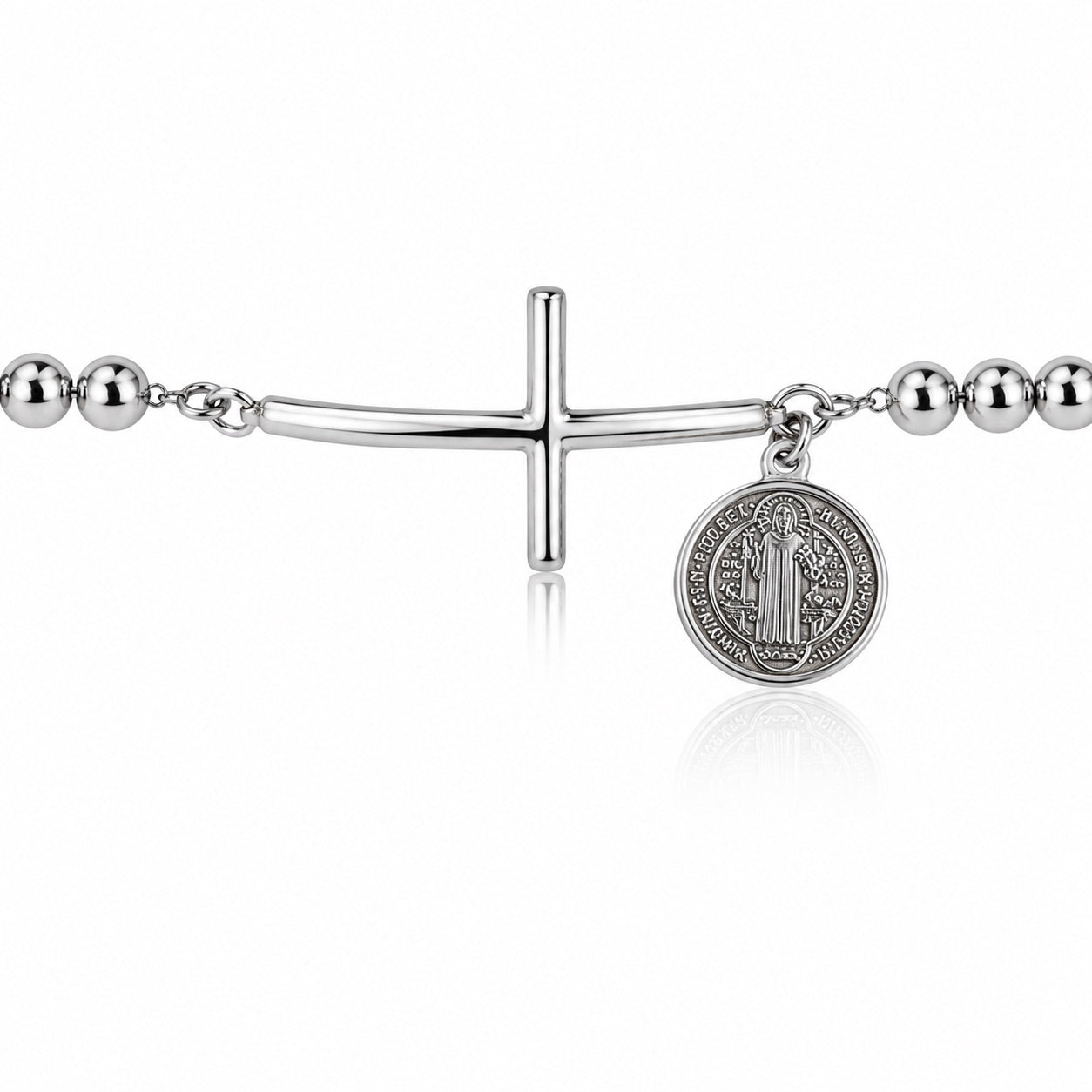 Sunkis Cross Sliver Beaded Bracelet Hypoallergenic