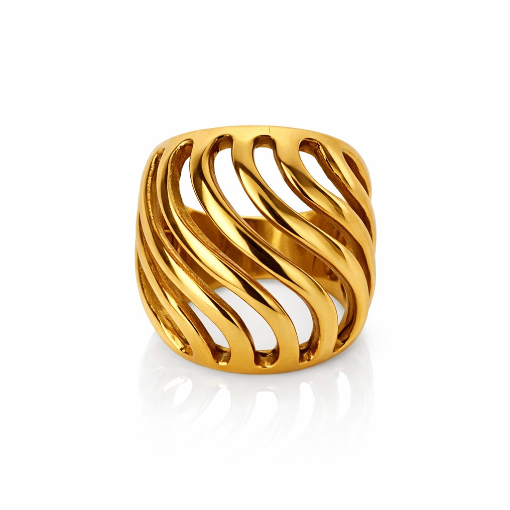 Sunkis Elafonisi Bold Gold Ring Waterproof