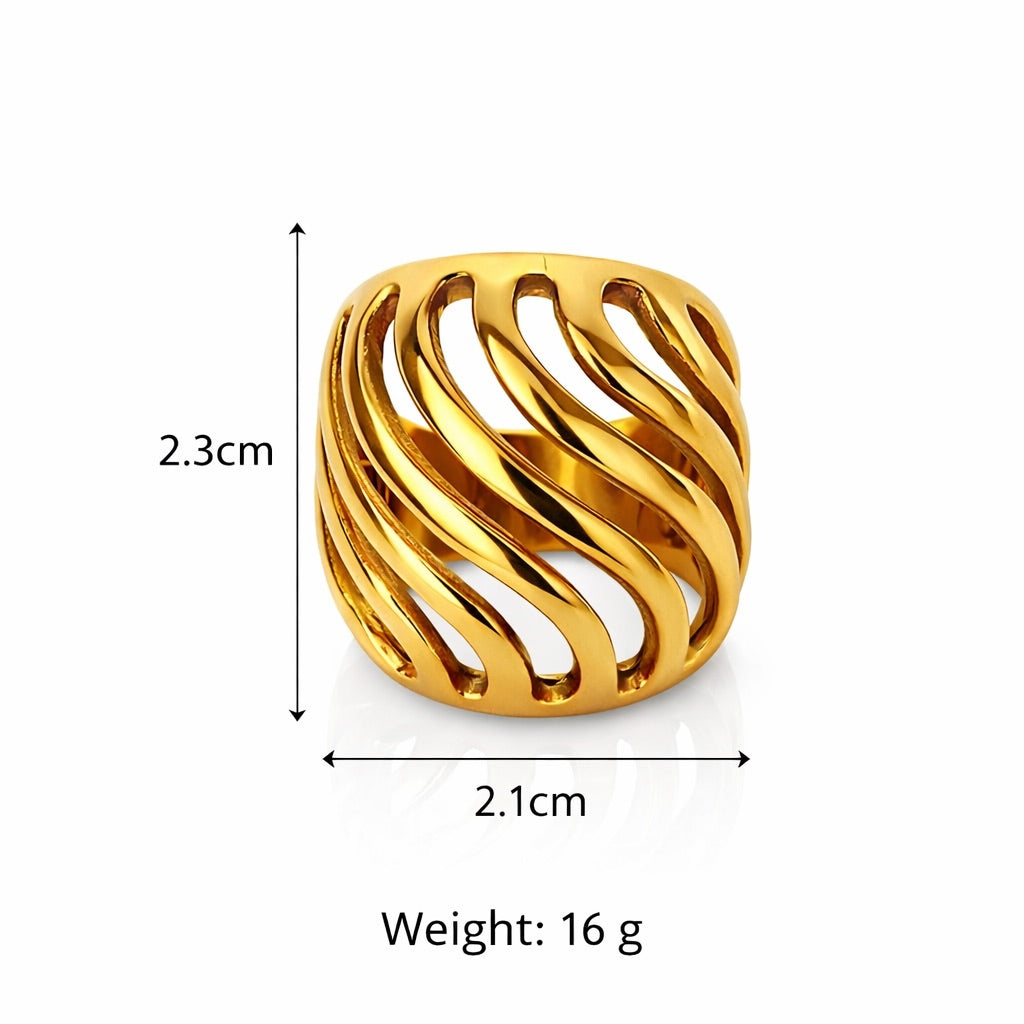 Sunkis Elafonisi Bold Gold Ring Waterproof