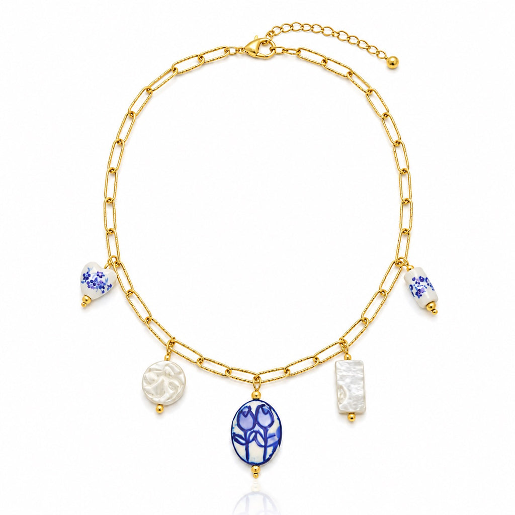 Sunkis Elara Gold Charm Link Chain Necklace Waterproof