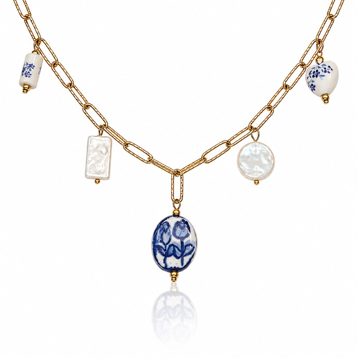 Sunkis Elara Gold Charm Link Chain Necklace Waterproof