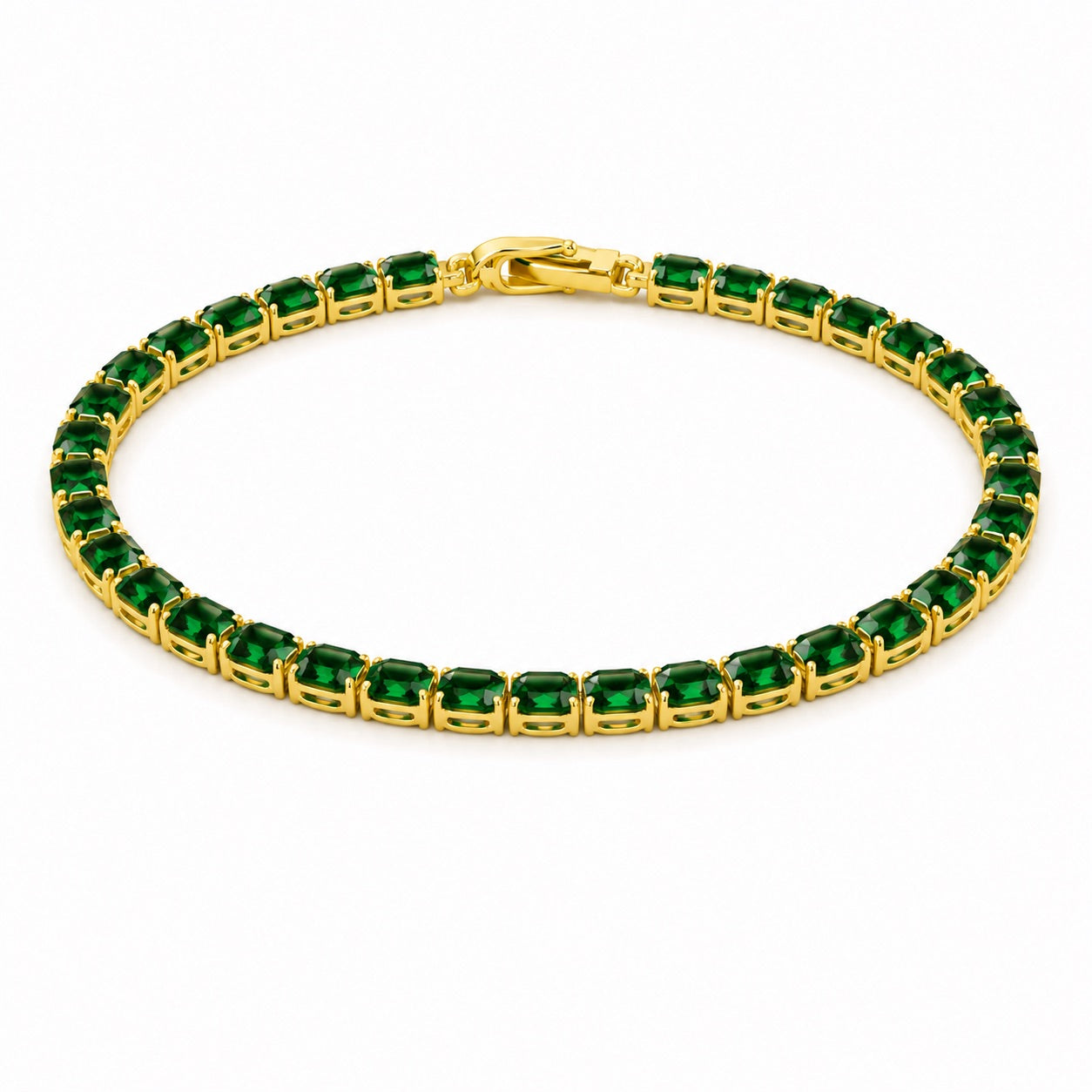 Sunkis Emerald Gold Tennis Bracelet Hypoallergenic