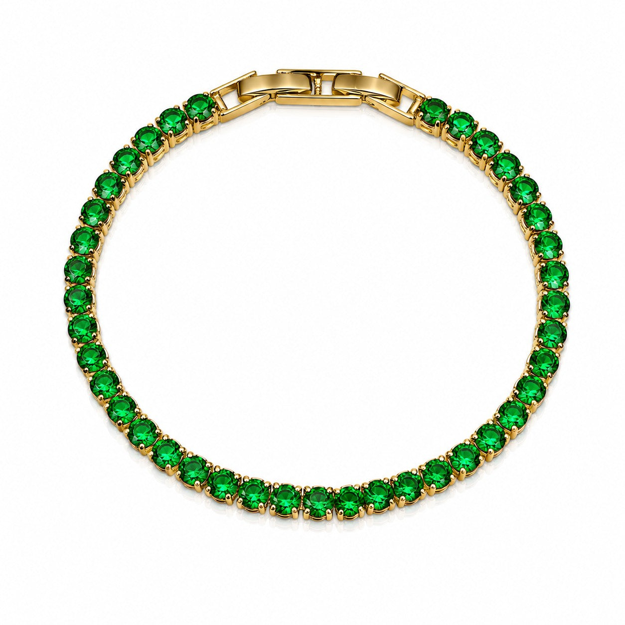 Sunkis Emerald Gold Tennis Bracelet Hypoallergenic