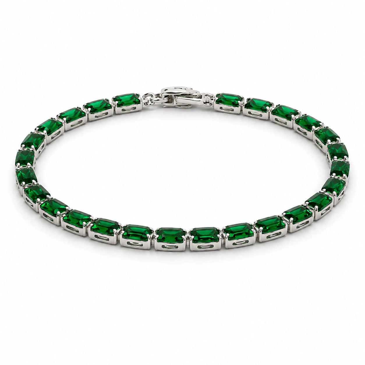 Sunkis Emerald Silver Tennis Bracelet Hypoallergenic