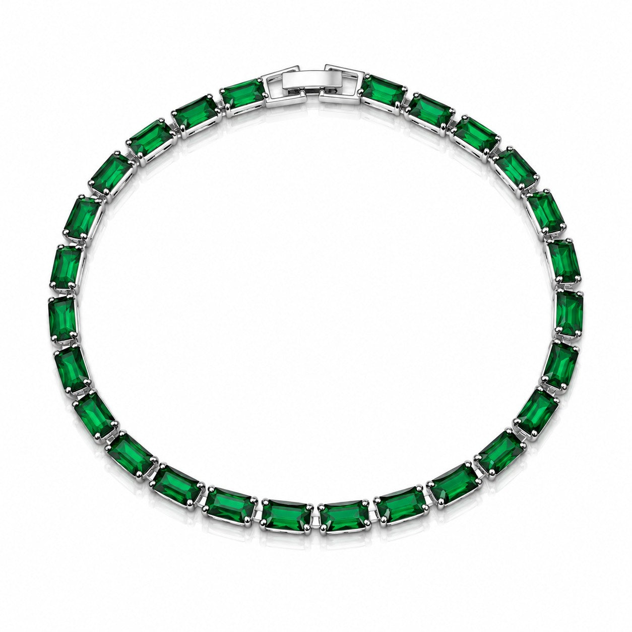 Sunkis Emerald Silver Tennis Bracelet Hypoallergenic