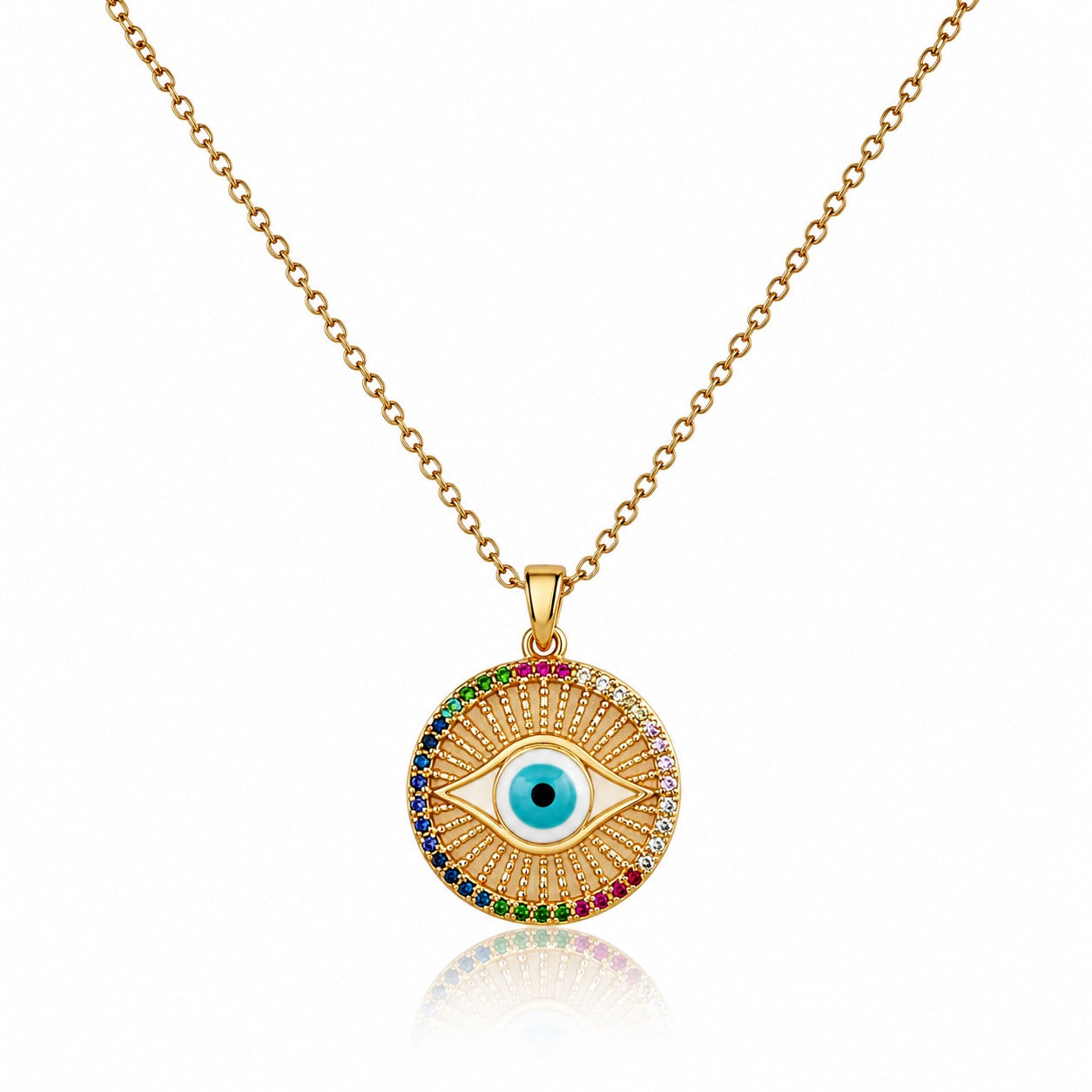 Sunkis Evil Eye Pendant Gold Necklace Waterproof