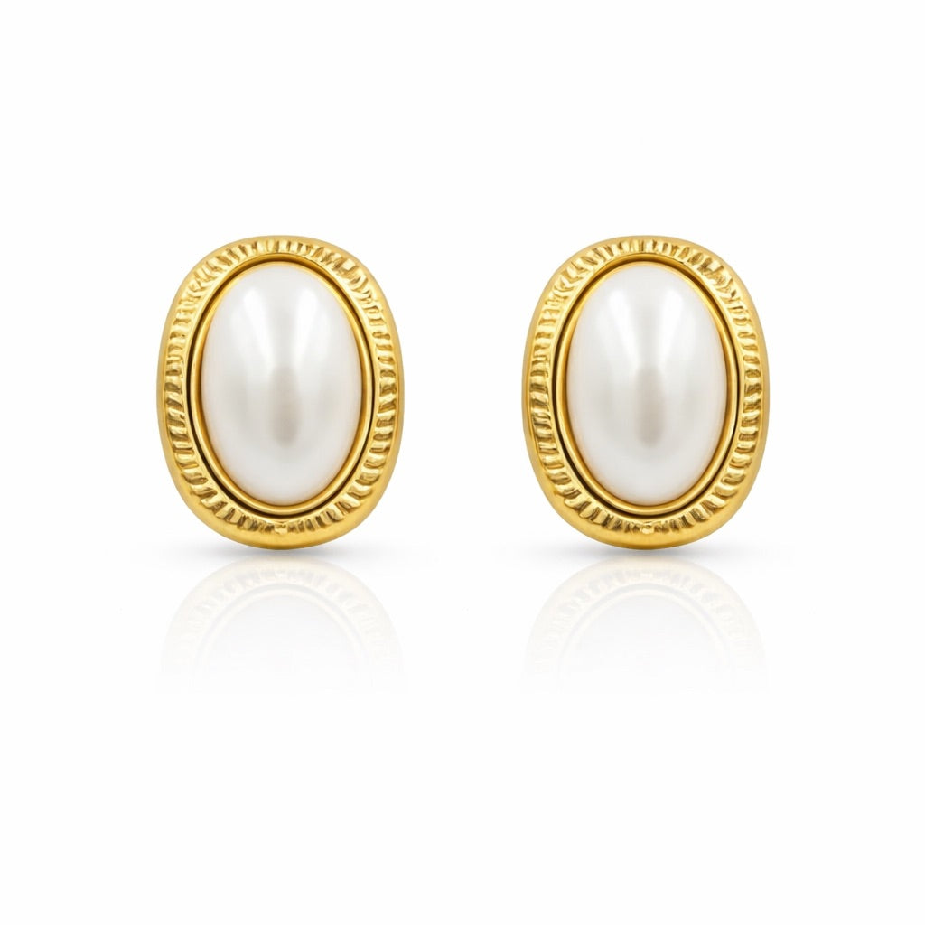 Sunkis Genevieve Classic Pearl Gold Earrings Hypoallergenic