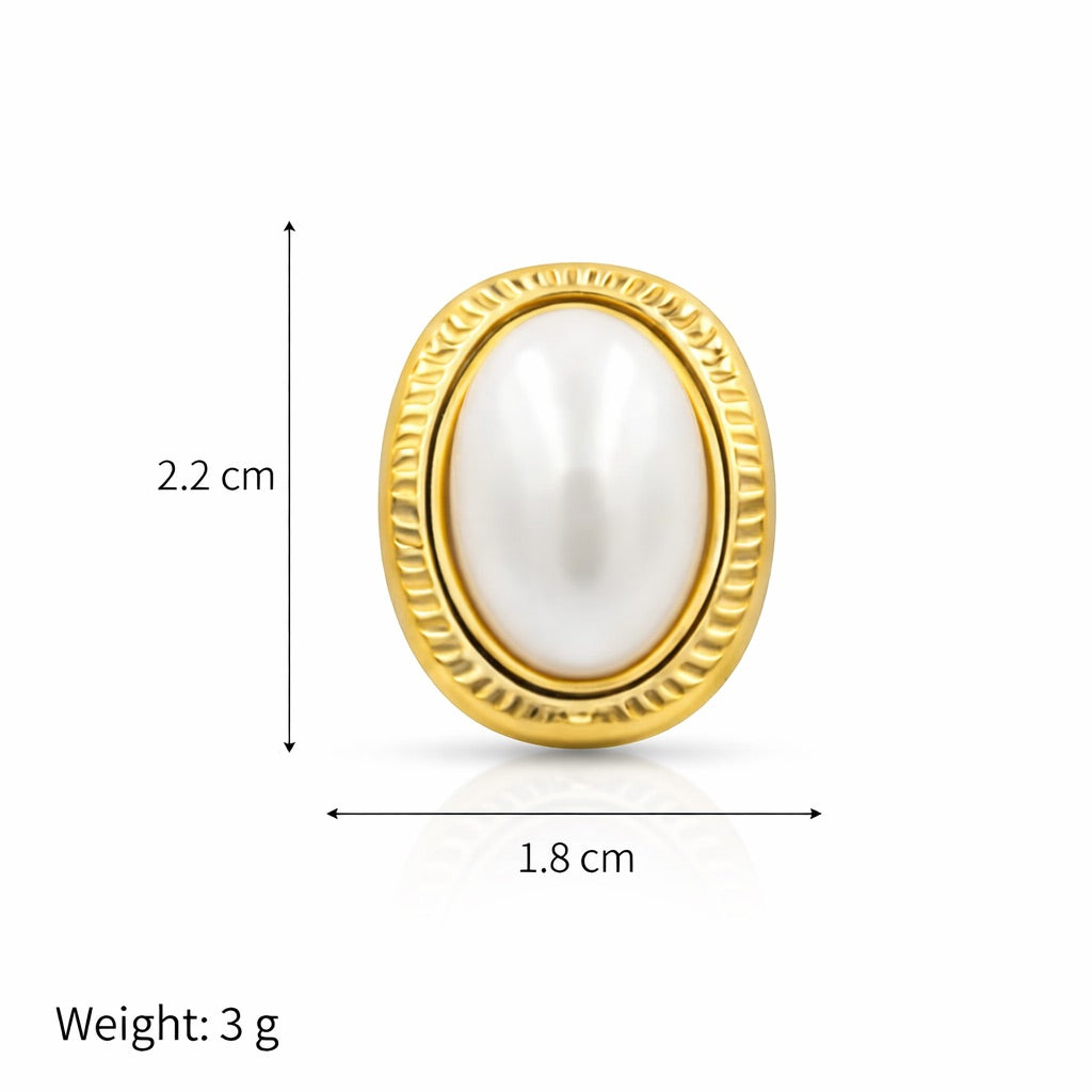 Sunkis Genevieve Classic Pearl Gold Earrings Hypoallergenic