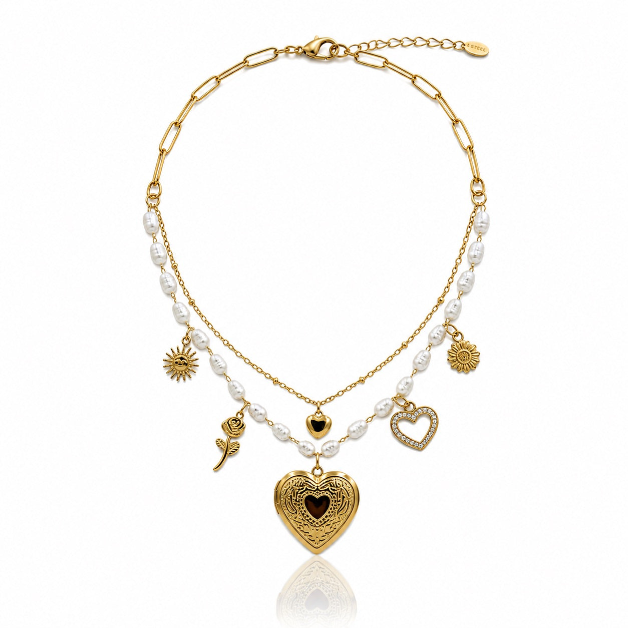 Sunkis Lipari Double Layer Charm Locket Necklace Waterproof