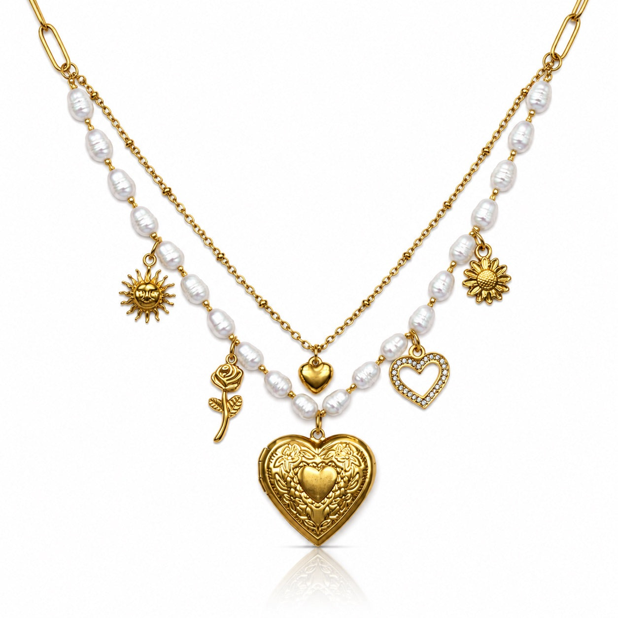 Sunkis Lipari Double Layer Charm Locket Necklace Waterproof