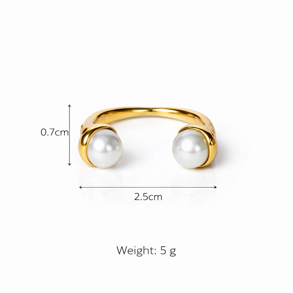 Sunkis Lucera Gold Pearl Adjustable Ring Waterproof