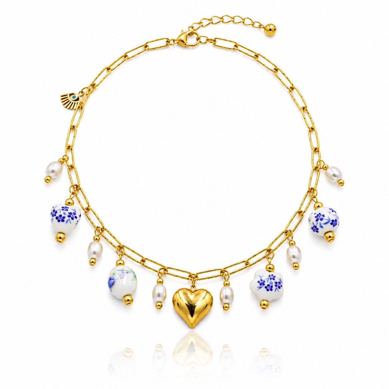 Sunkis Mona Gold Charm Link Chain Necklace Waterproof