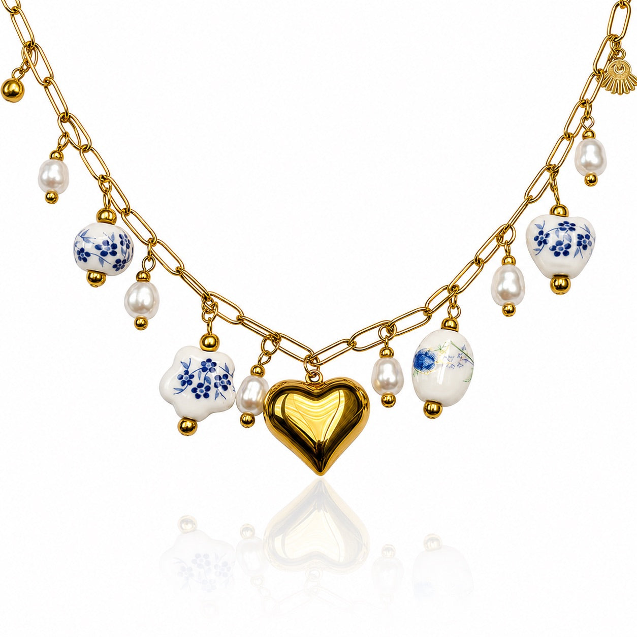 Sunkis Mona Gold Charm Link Chain Necklace Waterproof