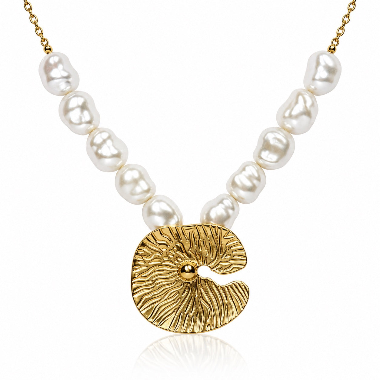Sunkis Nautilus Shell Pearl Statement Necklace Waterproof
