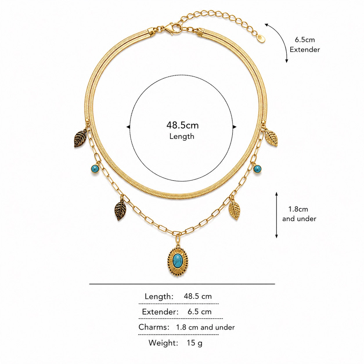 Sunkis Neve Double Layer Gold Necklace Waterproof