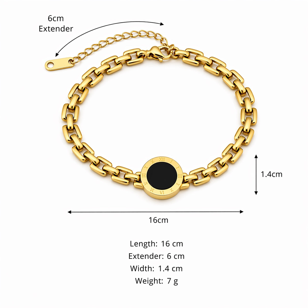 Sunkis Onyx Gold Stackable Bracelet Hypoallergenic