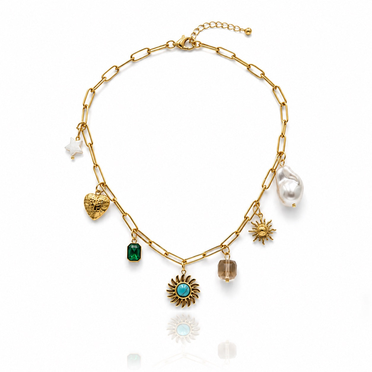 Sunkis Paloma Gold Charm Link Chain Necklace Waterproof