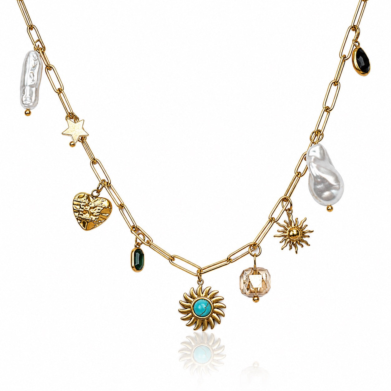 Sunkis Paloma Gold Charm Link Chain Necklace Waterproof