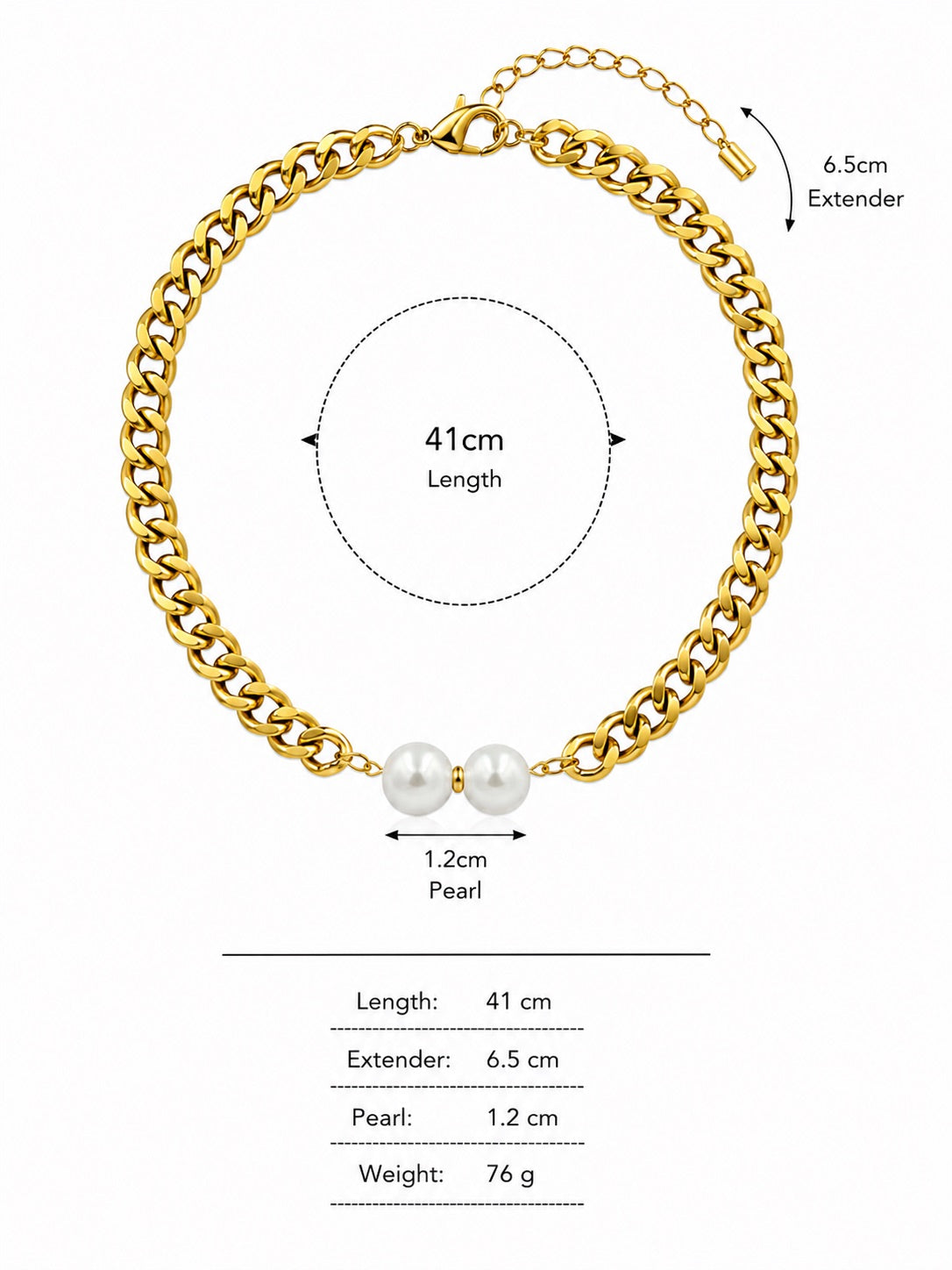 Sunkis Riviera Pearl Chain Statement Necklace Waterproof