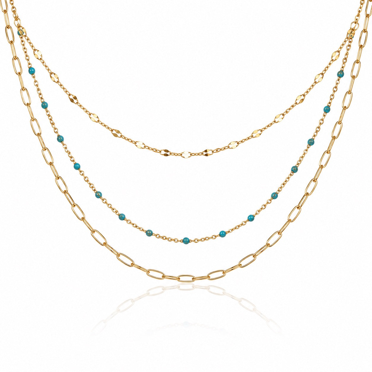 Sunkis Santorini Triple Layer Gold Necklace Waterproof