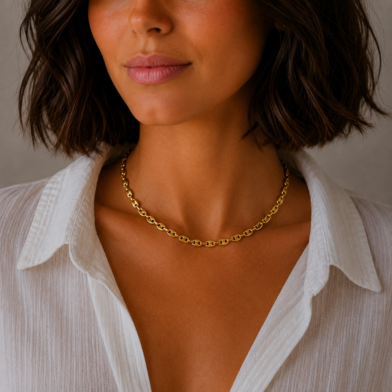 Sunkis Sicilia Gold Link Chain Necklace Waterproof